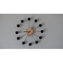 The clock with rays and black balls